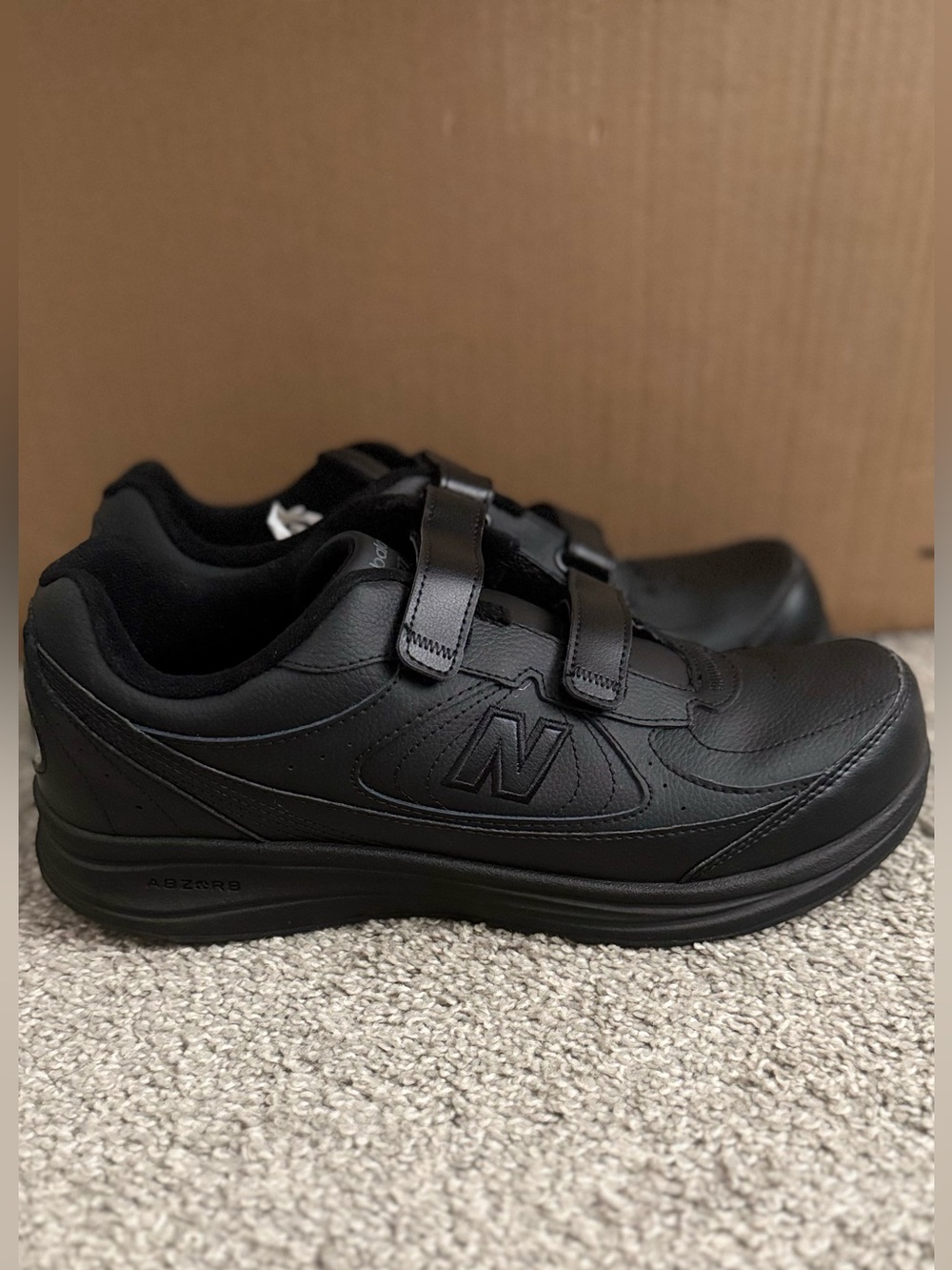 New Balance Black Leather Hook-and-Loop Men's Sneakers